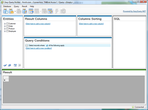 SQL query builder screenshot